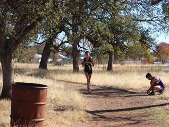 running on a trail