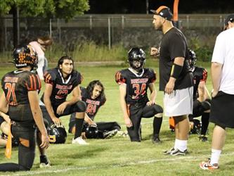 in a team huddle