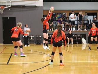 Varsity Volleyball setting the ball