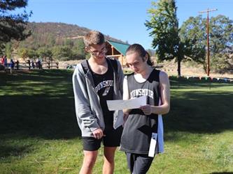 Runners reading map