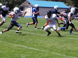 Tiger football running with ball