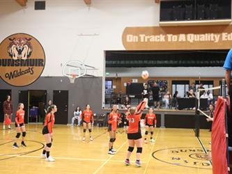 Volleyball players watching the ball